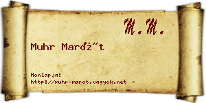 Muhr Marót névjegykártya